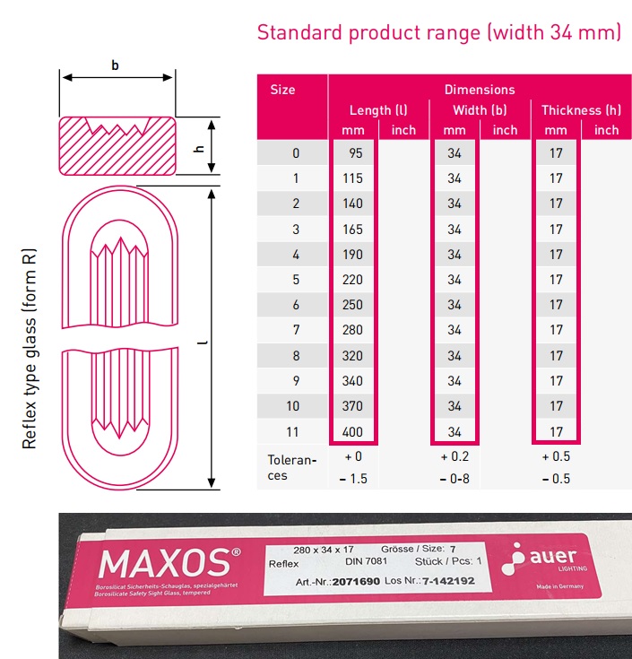 Купить овальное водоуказательное рифленое стекло MAXOS для указателя уровня